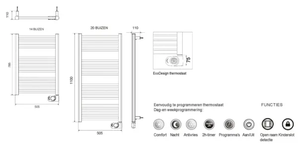 DRL E-Comfort Noxx vloeistof vrije radiator Wit 658x507 500W - Image 4