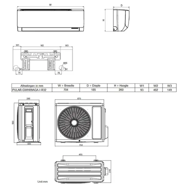 Tosot PULAR by GREE single split airco 2,5kW R32 (wifi) set - Image 10