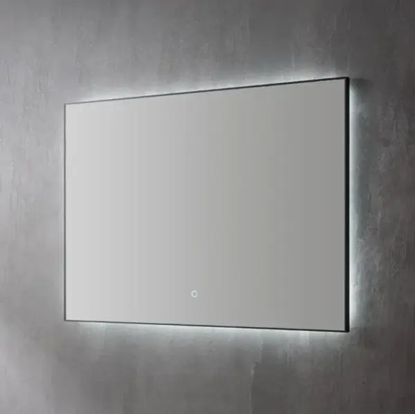 Saniful Rechthoekige mat zwart badkamerspiegel met led verlichting in 3 kleuren instelbaar & dimbaar Incl. spiegelverwarming Rechthoekig 80x70 cm - Image 3