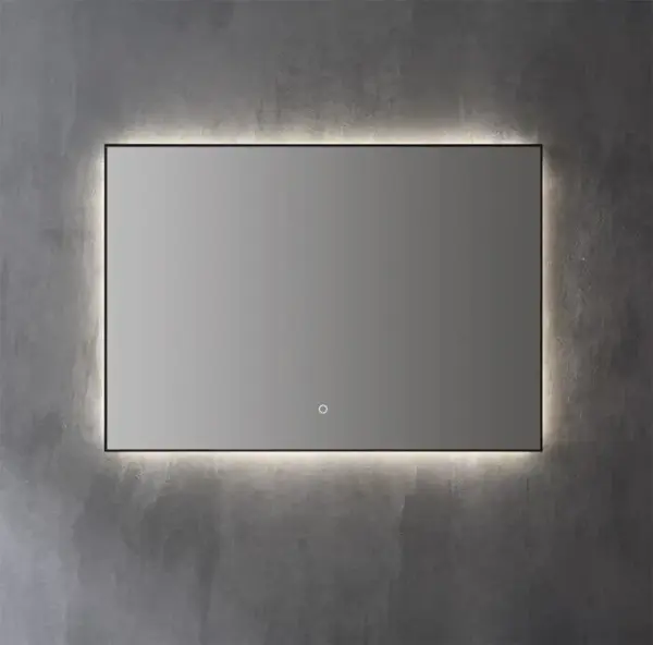 Saniful Rechthoekige mat zwart badkamerspiegel met led verlichting in 3 kleuren instelbaar & dimbaar Incl. spiegelverwarming Rechthoekig 80x70 cm - Image 2