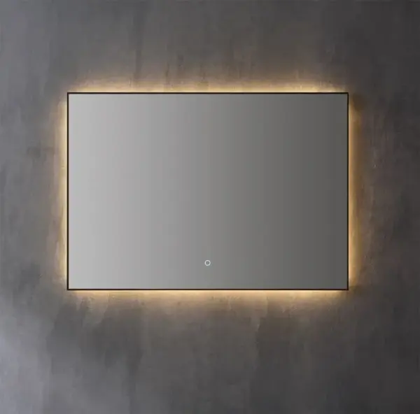 Saniful Rechthoekige mat zwart badkamerspiegel met led verlichting in 3 kleuren instelbaar & dimbaar Incl. spiegelverwarming Rechthoekig 60x80 cm
