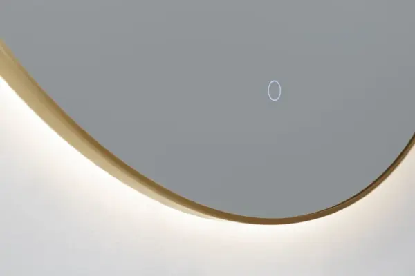 Saniful Ronde badkamerspiegel goud geborsteld met led verlichting in 3 kleuren instelbaar & dimbaar Incl. spiegelverwarming Rond 100 cm - Image 3