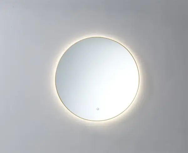 Saniful Ronde badkamerspiegel goud geborsteld met led verlichting in 3 kleuren instelbaar & dimbaar Incl. spiegelverwarming Rond 100 cm