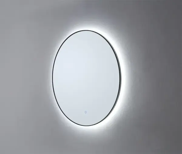 Saniful Ronde badkamerspiegel mat zwart met led verlichting in 3 kleuren instelbaar & dimbaar Incl. spiegelverwarming Rond 100 cm - Image 2