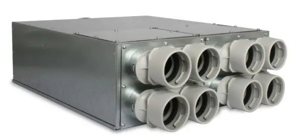 Vent-Axia Uniflexplus ventilatie verdeler met geluiddemper 8x Ø75mm met tuit Tuit diameter Ø180mm