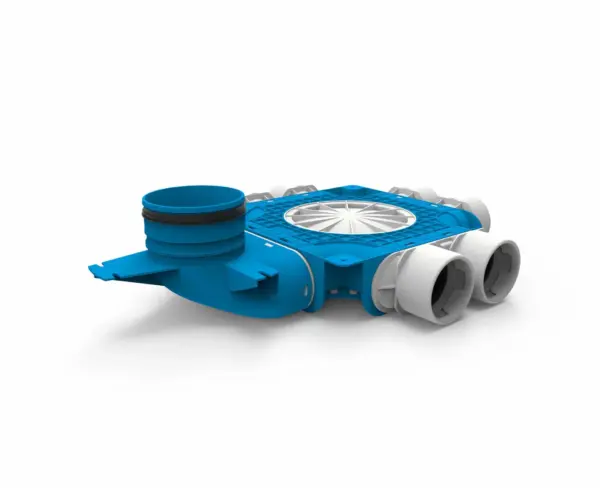 Vent-Axia Uniflexplus ventilatie samengestelde verdeler 6x Ø75mm met verticale tuit Ø125mm