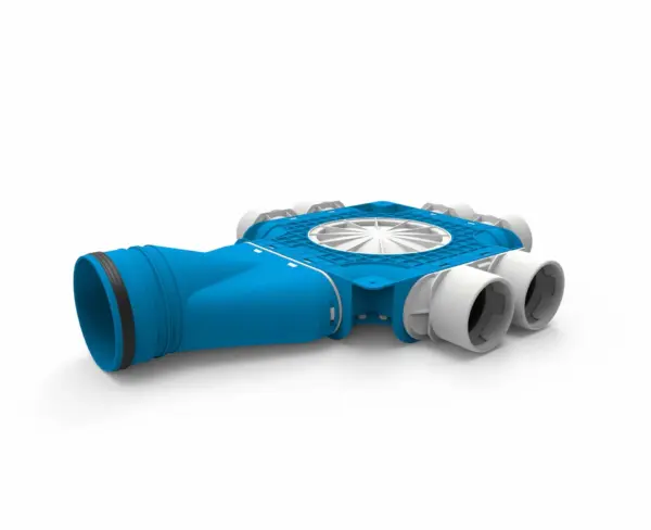 Vent-Axia Uniflexplus ventilatie samengestelde verdeler 6x Ø75mm met horizontale tuit Ø125mm