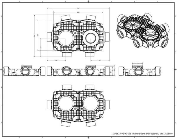 Vent-Axia Uniflexplus ventilatie hoofdverdeelbox 6x Ø90mm met tuit Tuit diameter Ø160mm - Image 2