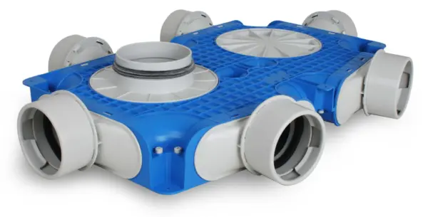 Vent-Axia Uniflexplus ventilatie hoofdverdeelbox 6x Ø90mm met tuit Tuit diameter Ø160mm