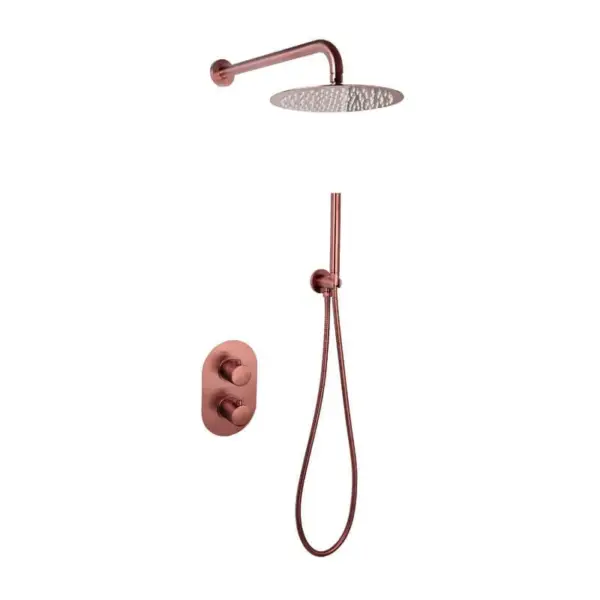 Saniful Doucheset inbouw met box thermostaat en muurbevestiging douchekop 25cm rond Brons