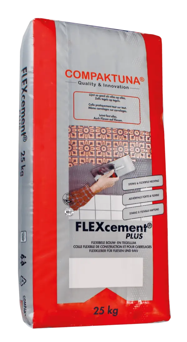 Compaktuna - FLEXcement - PLUS ( flexibele tegellijm ) 25KG C2TE S1 Wit